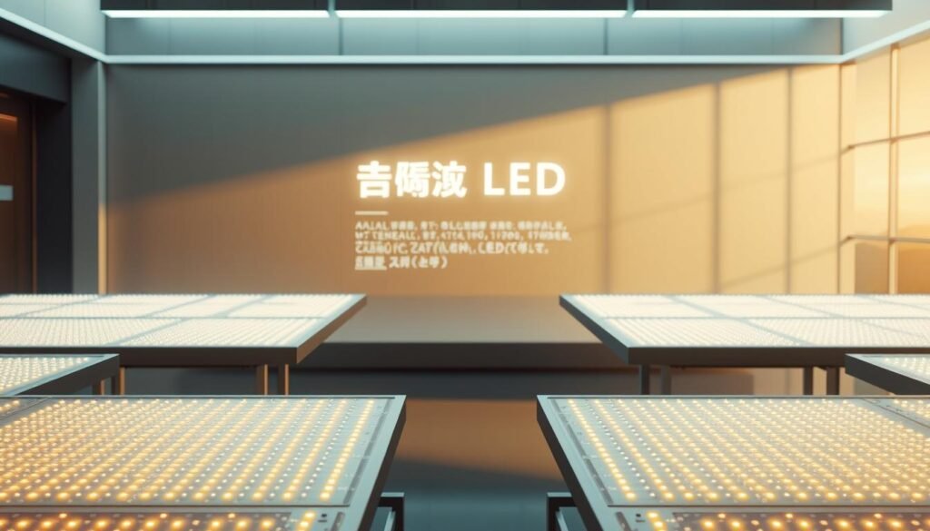 A sleek and futuristic rendering of the latest LED technology, showcasing the innovative "Aloha" brand. In the foreground, a striking array of advanced LED panels emit a warm, energy-efficient glow, their intricate designs hinting at the cutting-edge engineering within. The midground features a clean, minimalist display highlighting the key technical specifications and capabilities of this new LED solution, while the background depicts a serene, sustainable environment, underscoring the eco-friendly nature of this groundbreaking innovation. Crisp lighting and a sense of depth create a captivating, high-tech aesthetic that captures the essence of "環保節能LED新技術解析". A sleek and futuristic rendering of the latest LED technology, showcasing the innovative "Aloha" brand. In the foreground, a striking array of advanced LED panels emit a warm, energy-efficient glow, their intricate designs hinting at the cutting-edge engineering within. The midground features a clean, minimalist display highlighting the key technical specifications and capabilities of this new LED solution, while the background depicts a serene, sustainable environment, underscoring the eco-friendly nature of this groundbreaking innovation. Crisp lighting and a sense of depth create a captivating, high-tech aesthetic that captures the essence of "環保節能LED新技術解析".